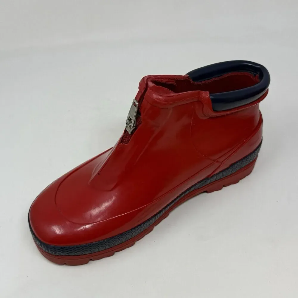 Sorel Little Drizzle Short Rain Boots Kids Size 2 Red Rubber Front Zip Unisex